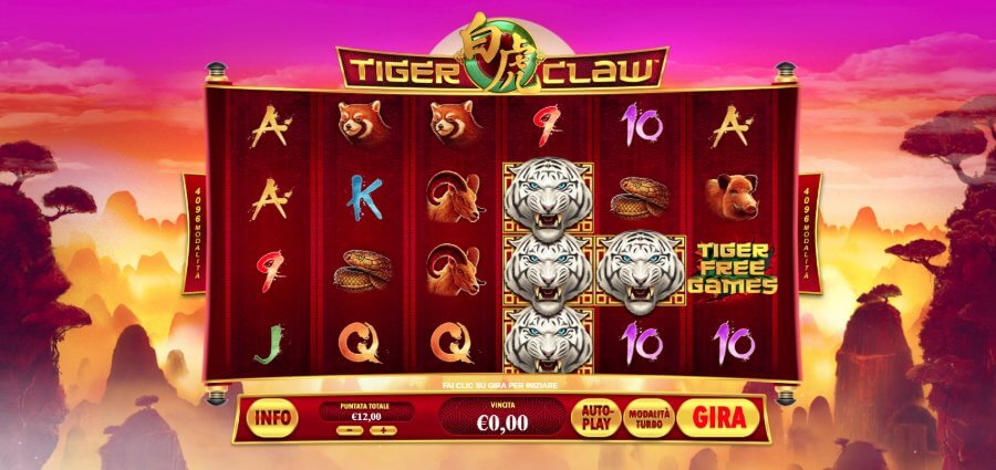 Giro dei rulli alla slot Tiger Claw
