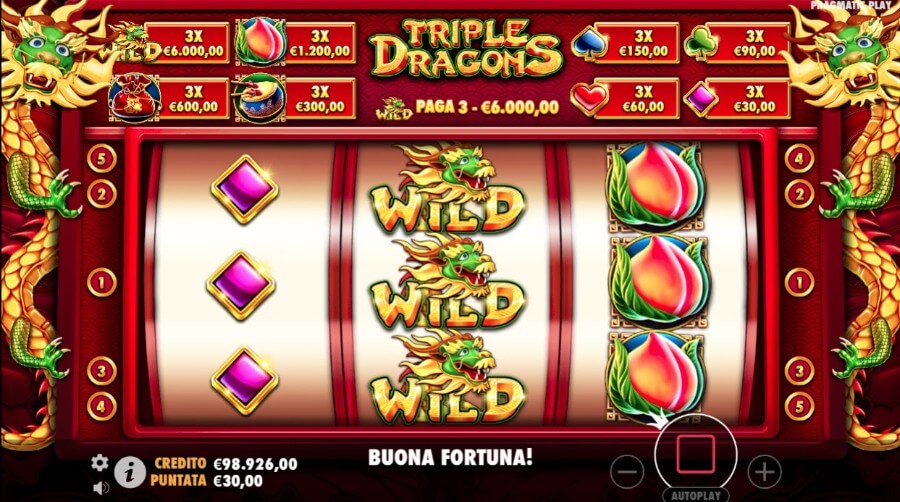 Funzione speciale della slot Triple Dragons