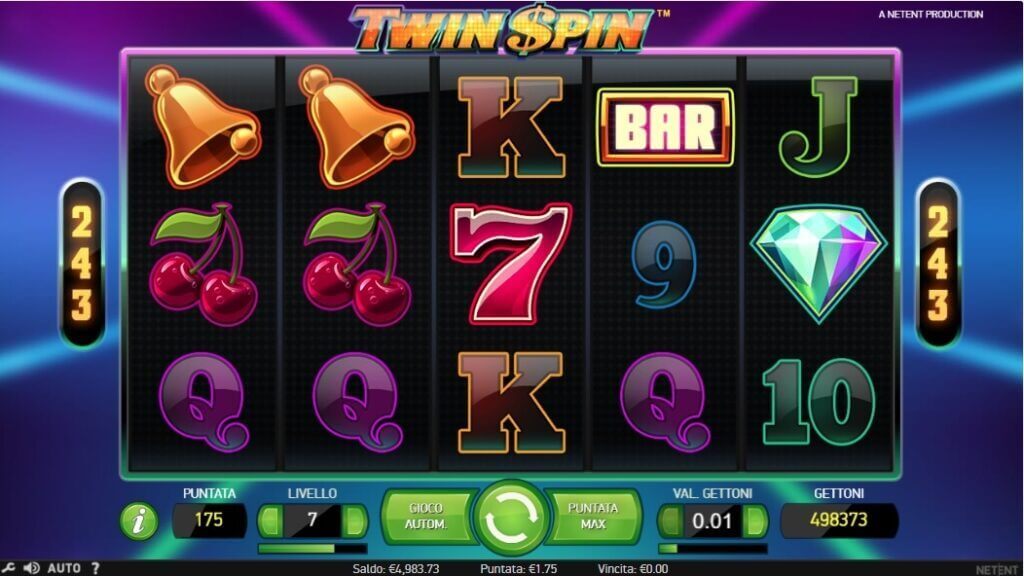 Schermata di gioco di Twin Spin
