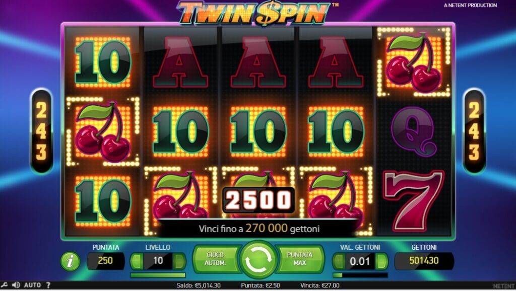 Vincita - video slot Twin Spin