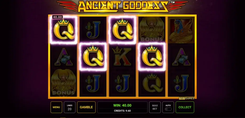 Vincita di 40€ alla slot Ancient Goddess