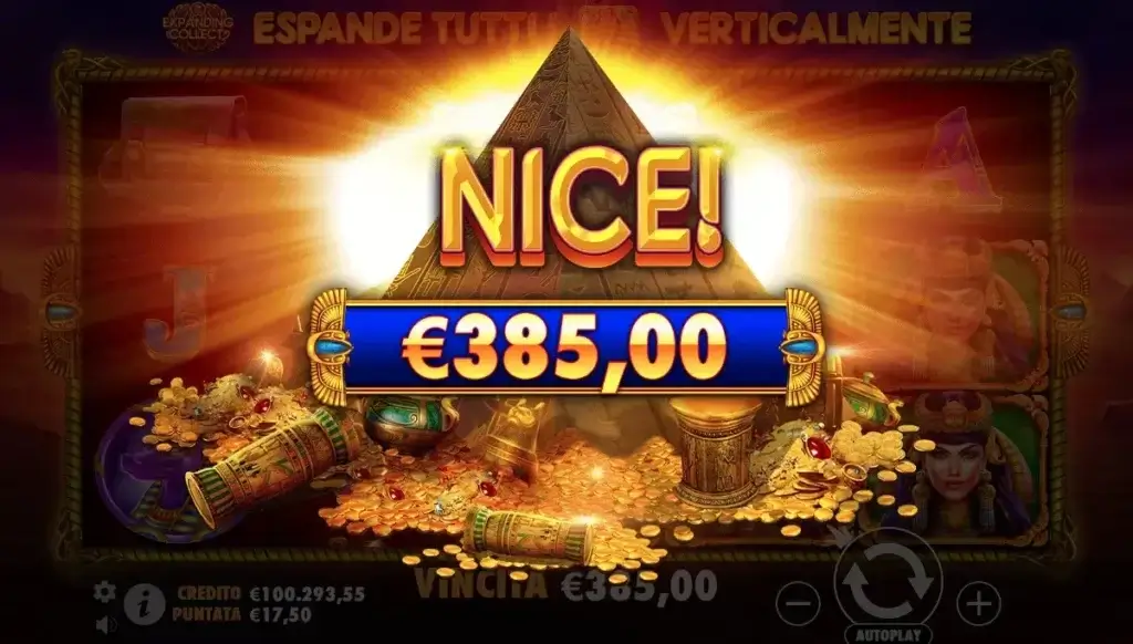 Vincita di 385€ alla slot John Hunter and the Tomb of the Scarab Queen