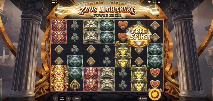 Schermata basilare del gioco di slot Zeus Lightning Power Reels