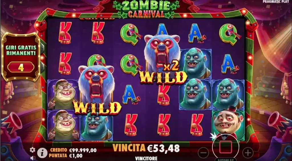 Wild sullo schermo della slot Zombie Carnival